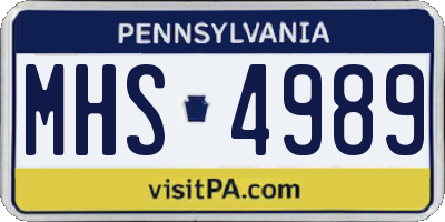 PA license plate MHS4989