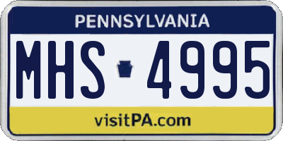 PA license plate MHS4995