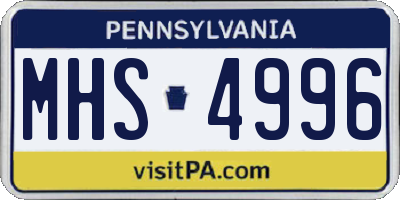 PA license plate MHS4996