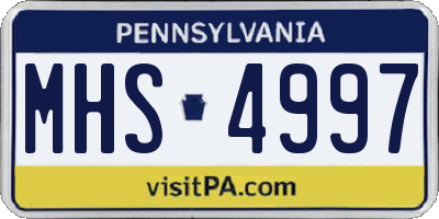 PA license plate MHS4997