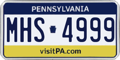PA license plate MHS4999