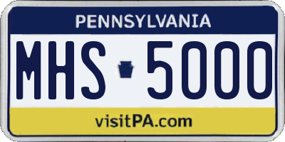 PA license plate MHS5000