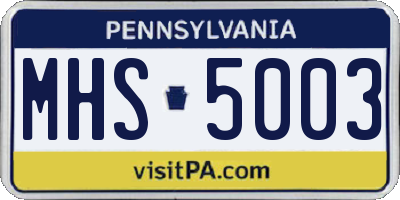 PA license plate MHS5003