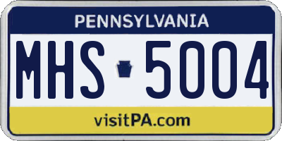 PA license plate MHS5004