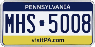 PA license plate MHS5008