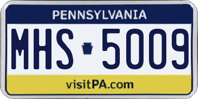 PA license plate MHS5009
