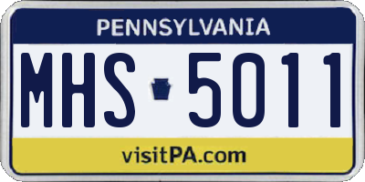 PA license plate MHS5011