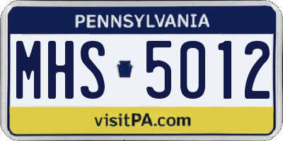 PA license plate MHS5012