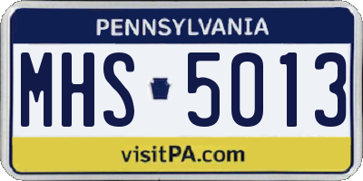 PA license plate MHS5013