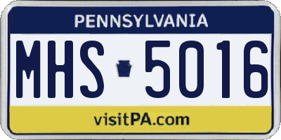 PA license plate MHS5016