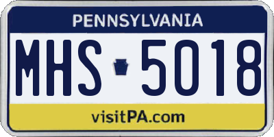 PA license plate MHS5018