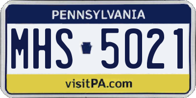 PA license plate MHS5021