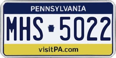 PA license plate MHS5022