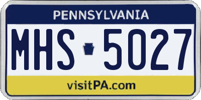 PA license plate MHS5027