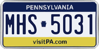 PA license plate MHS5031