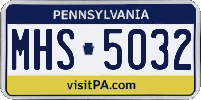 PA license plate MHS5032
