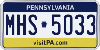 PA license plate MHS5033