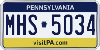 PA license plate MHS5034