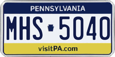 PA license plate MHS5040