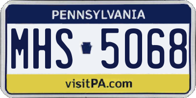 PA license plate MHS5068
