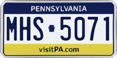 PA license plate MHS5071