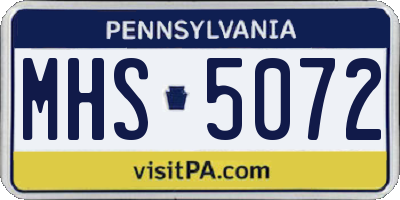 PA license plate MHS5072
