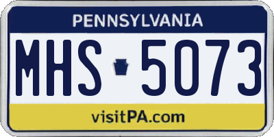 PA license plate MHS5073