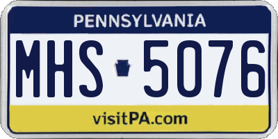 PA license plate MHS5076