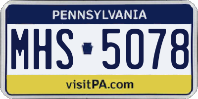 PA license plate MHS5078