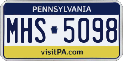 PA license plate MHS5098