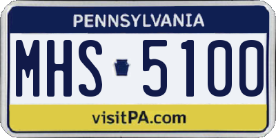 PA license plate MHS5100