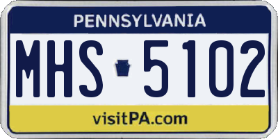 PA license plate MHS5102