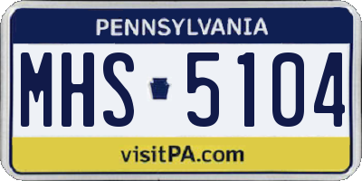 PA license plate MHS5104