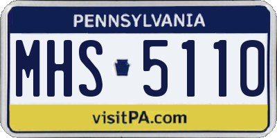 PA license plate MHS5110