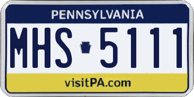 PA license plate MHS5111