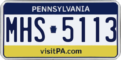 PA license plate MHS5113