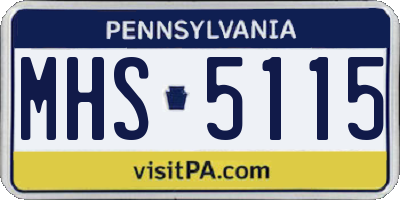 PA license plate MHS5115