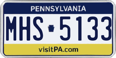 PA license plate MHS5133