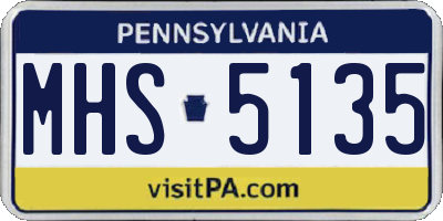 PA license plate MHS5135