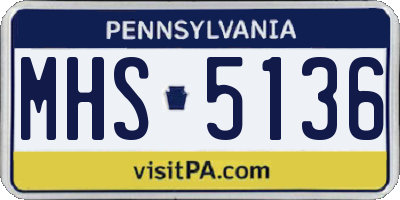PA license plate MHS5136
