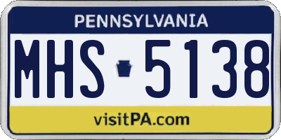 PA license plate MHS5138