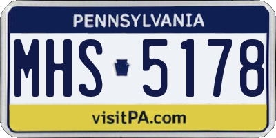 PA license plate MHS5178