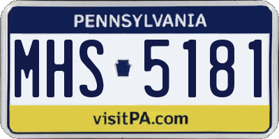 PA license plate MHS5181
