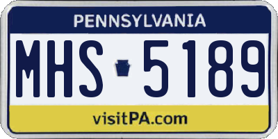 PA license plate MHS5189