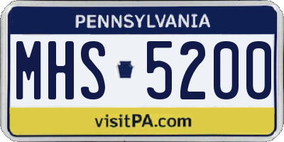 PA license plate MHS5200