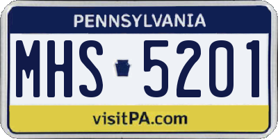 PA license plate MHS5201