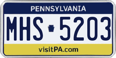 PA license plate MHS5203