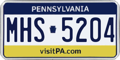 PA license plate MHS5204