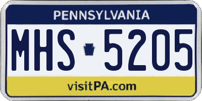 PA license plate MHS5205