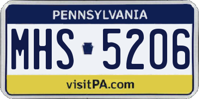 PA license plate MHS5206